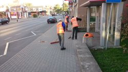 sprzątanie chodników i krawędzi jezdni przy ul. 700 lecia